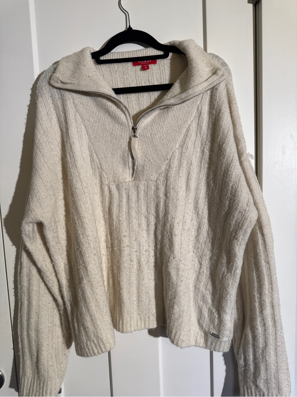Cozy Fall Guess Half-Zip Cream Sweater